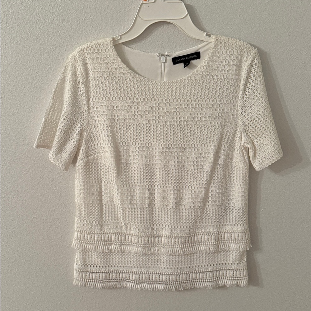Banana Republic Ivory Textured Blouse